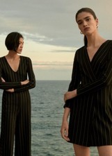 NEW MANGO (Zara Group) Black Pinstripe Shift Dress size EUR L USA M