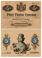 Five Thaler Courant, Anhalt-Dessan Landesbank, 1864, reprodukcja