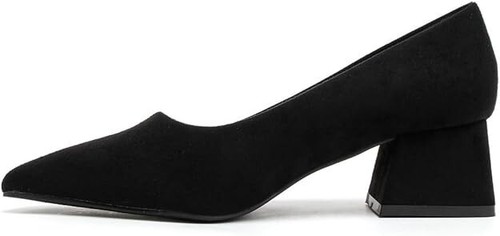 Women's Closed Pointed Toe Slip-On Court Heels with Featuring Chunky Block Heels - Picture 21 of 25