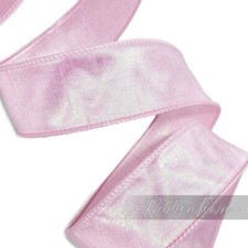 10 Yards Lt Pink Iridescent Valentine's Day Faux Dupioni Valentine Wired Ribbon