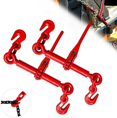 Ratchet Chain Binders 1/4''- 5/16'', Load Binder with G70 Grab Hooks, Adjustable