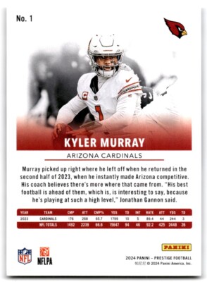 PANINI NFLカード SELECT PRIZM KYLER MURRAY ARIZONA CARDINALS #11 送料無料 中古 IT1 楽天市場】【中古】 PANINI NFLカード SELECT PRIZM KYLER