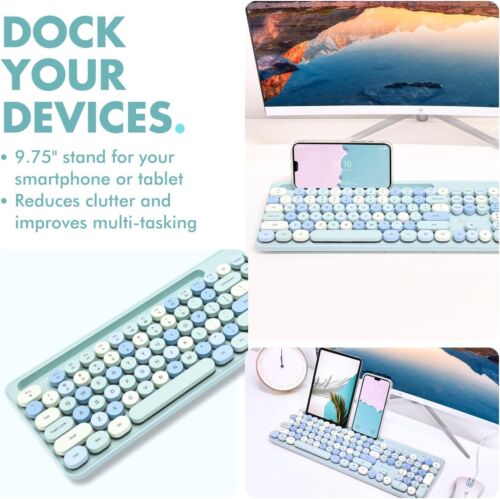 X9 Performance Wired Backlit Retro Typewriter Keyboard + Mouse Combo Blue - Picture 3 of 8