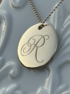 Tiffany & Co 18K Notes Letter Initial R Disk Beaded Pendant