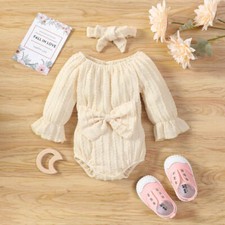 Baby Girl Bow Detail Textured Bodysuit