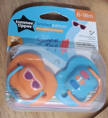 Tommee Tippee Summer Days Limited Edition Pacifiers with case,2 pack 6-18 m
