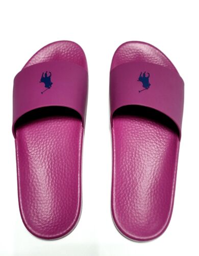 Polo RALPH LAUREN Mens 12 Pool Sandals Slides Pink Navy Pony Fuschia Flip Flops - Picture 15 of 20