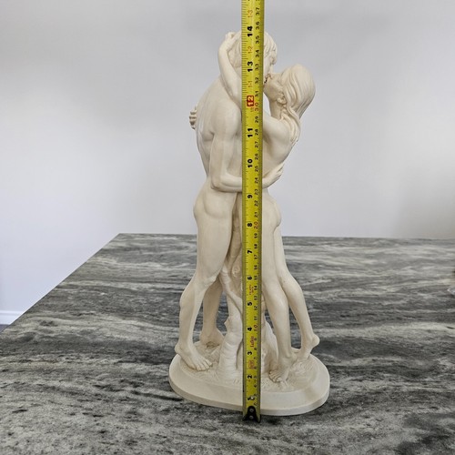 A. Santini Alabaster Sculpture of Nude Couple Kissing The Lovers 14in - Picture 5 of 23