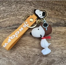 PEANUTS SNOOPY Red Baron KEYCHAIN - snoopy charm key ring holder - Approx 3”