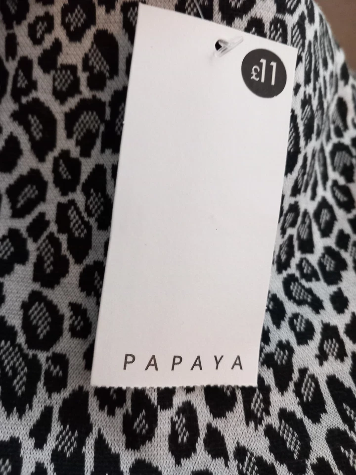 box905 Damas Falda Animal Negro Doble Talla 12 Papaya Etiquetas Nuevas Cintura Elástica Foto 2 de 3