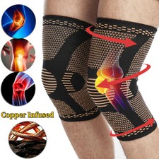 Sports Copper Knee Brace Compression Sleeve Support Joint Arthritis Pain Relief