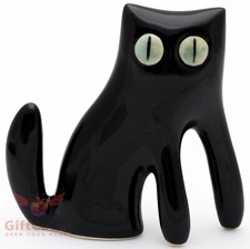 Handcrafted Porcelain Figurine - Curious Black Cat - Unique Collectible Art