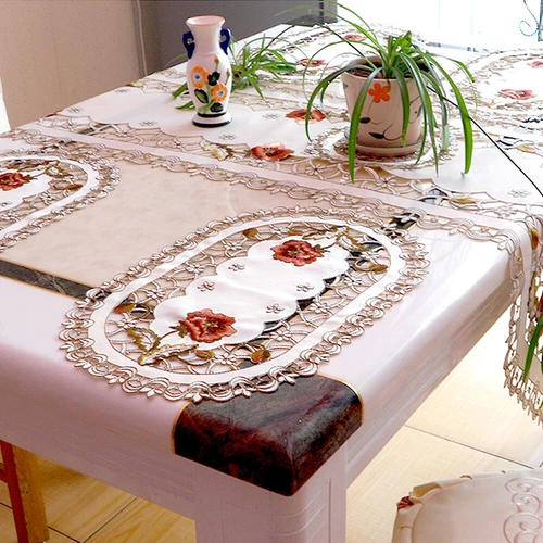Mesa de comedor de encaje floral bordada alfombra tapetes boda fiesta decoración del hogar - Imagen 30 de 50