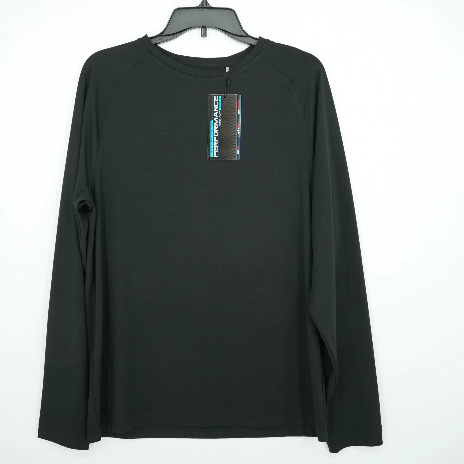 Roundtree & Yorke Performance Men's Long-Sleeve T-Shirt S Black Stretch NWT