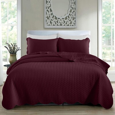 Luxury Bedspread Bedding Set 3 Piece Quilted Coverlet Bed Throw Queen King Size