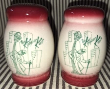 VTG WALLACE CHINA KOPPER KART RESTAURANT WARE SALT & PEPPER SHAKERS LOS ANGELES