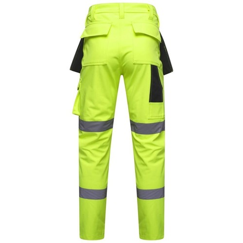 Men's Hi Vis Softshell Holster Work Cargo Trouser - Waterproof Knee Pad Pockets - Picture 13 of 13