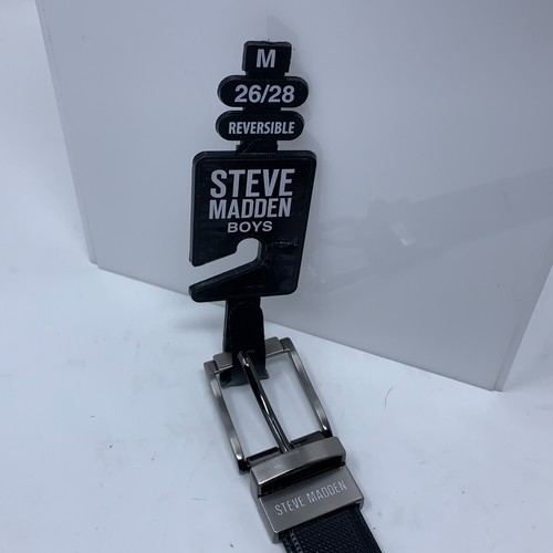 Steve Madden Boys Medium Size 26/28 Black/Brown Reversible Faux Leather Belt NWT - Picture 2 of 7