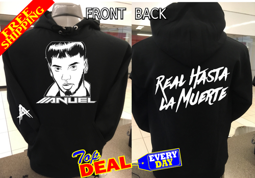 Sudadera con capucha Real La Muerte Anuel AA negra delantera eBay