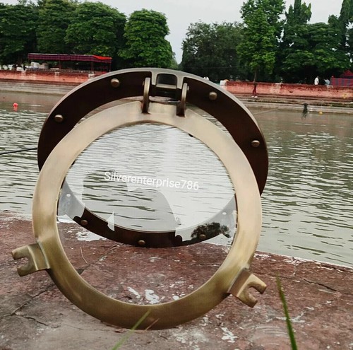 24 inch Canal Boat Porthole Window Glass-Antique Finish Ship Window Wall Window - Picture 2 of 8