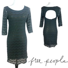 Free People Lace Bodycon Dress Open Back Cocktail Party Green S