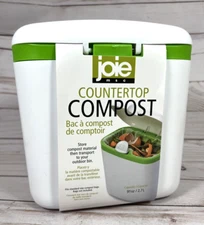 Joie MSC Countertop Compost Bin 91oz Capacity White w/ Green Trim