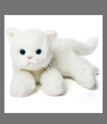 Bearington Muffin White Cat Stuffed Animal - 15'' Realistic White Cat Soft Plush