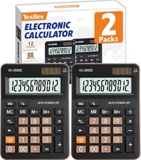 2 Pack Calculator, 12 Digit Desk Calculator with Large LCD Display Big