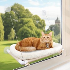 Cat Window Perch Hammock with Giant Suction Cups and Flannel Cover Waterproof