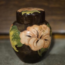 Moorcroft Floral Ceramic Ginger Jar with Lid. Artist Signed, Perfect in Box