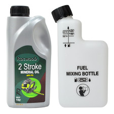 1 Litre Of 2 Stroke Oil & Fuel Petrol Mixing Bottle For Strimmer 25:1 40:1 50:1