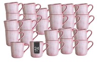 Kaffeetassen 24Er Set Kaffeebecher Teetassen Trinkbecher Steingut Rosa 355 Ml