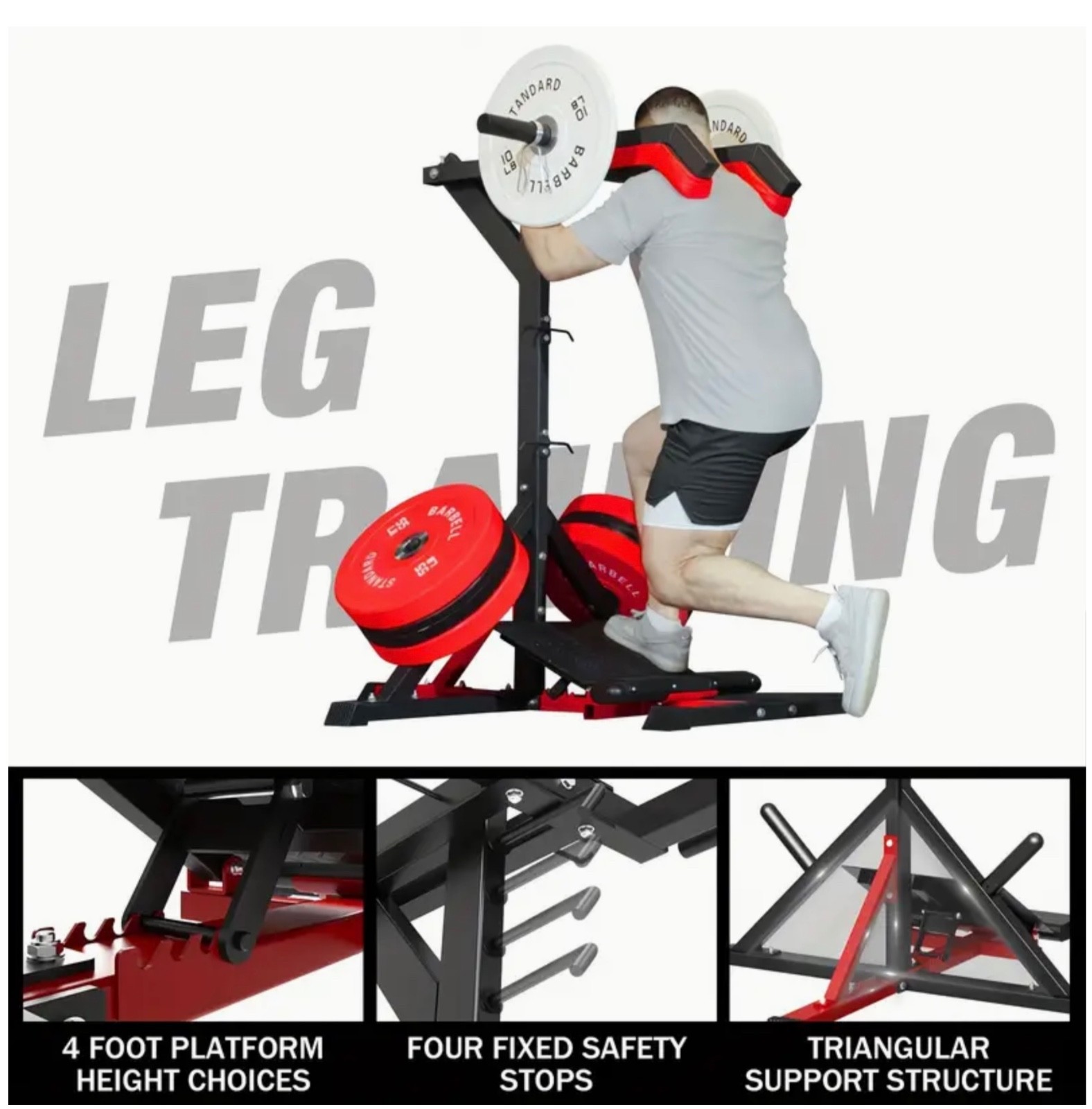 2-IN-1 Leverage Squat / Calf Raise Machine Plate Loaded Leg Train Free Shipping