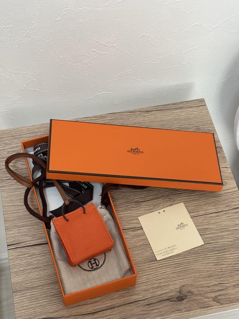 (HERMES)Orange Bag charm HERMES Sac Orange Bag Charm Leather Orange Authentic MINT | eBay