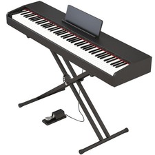 Melentro Digital Piano 88 key Semi Weighted Keyboard With X Stand Full, Black
