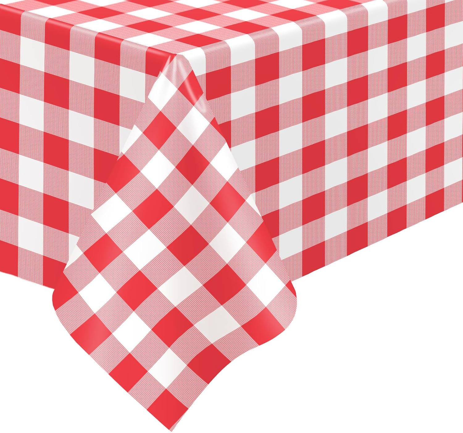2 Pack Red Gingham Tablecloth, 54 X 108 Inches Red and White Checkered Tableclot