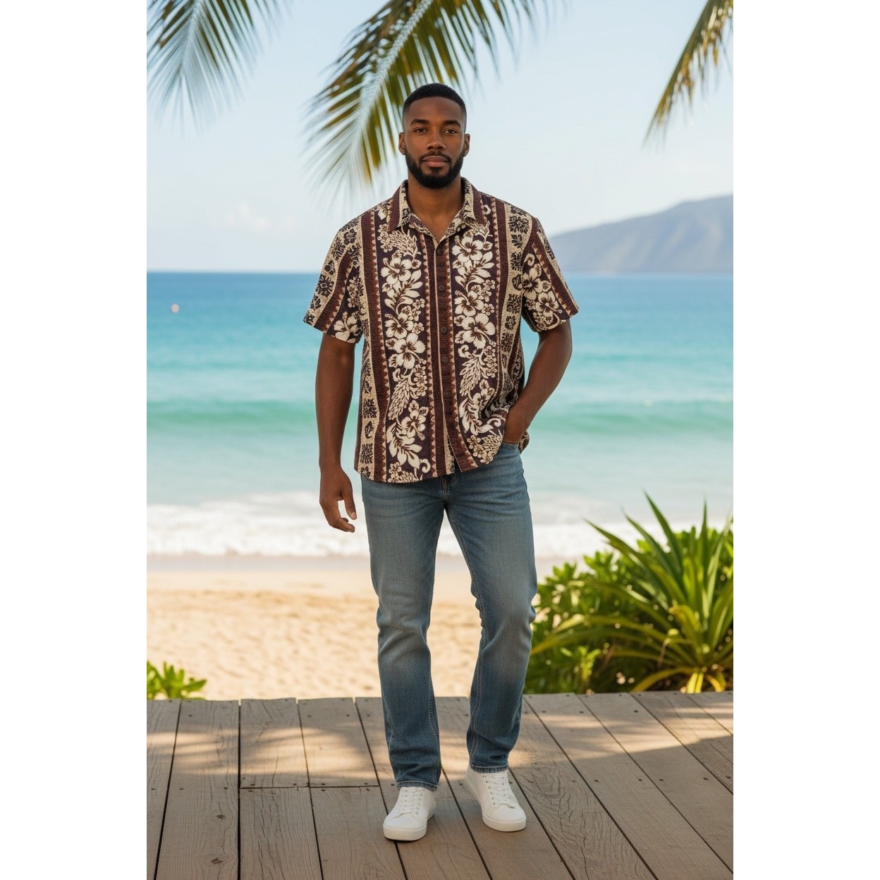 Vintage Hilo Hattie Hawaiian Original Shirt Brown Mens