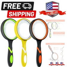 3 Pack Magnifying Glass, 10X Non-Slip Handheld Reading Magnifier for Kids and...