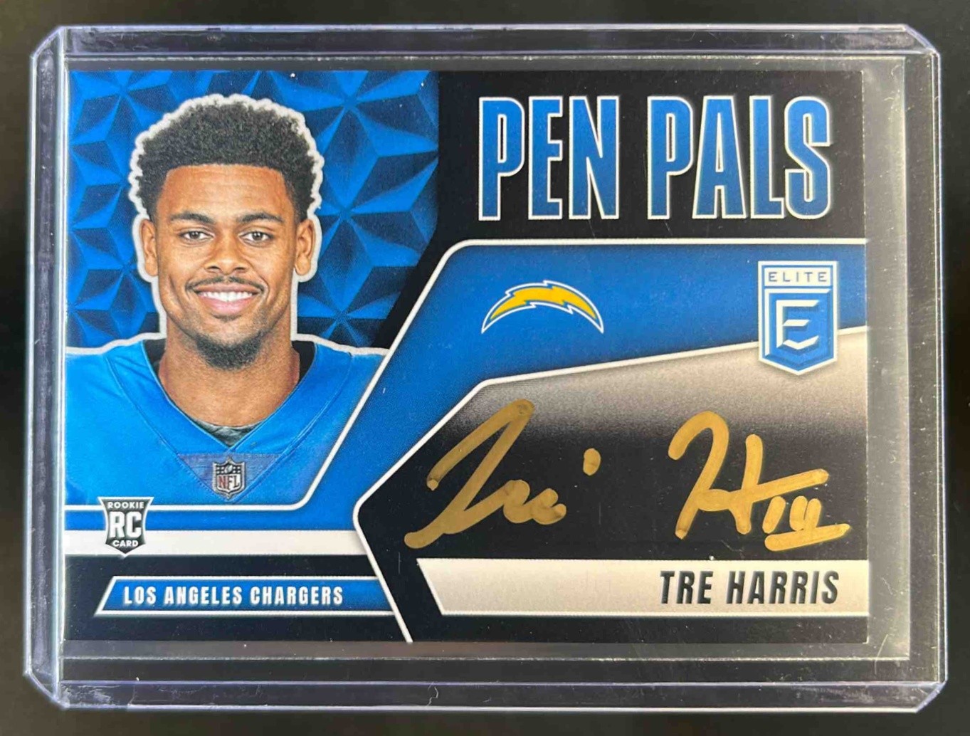 2025 Donruss Elite Tre Harris Pen Pals Black Gold Ink Auto RC #PP-TRE