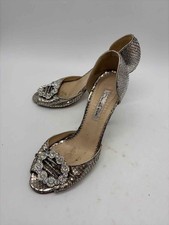 Pre-Owned Oscar de la Renta Silver Size 37.5 Pump Heels