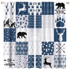 Rustic Deer Bear Blackout Curtains,Retro Cabin Hunting Theme Forest Wildlife ...