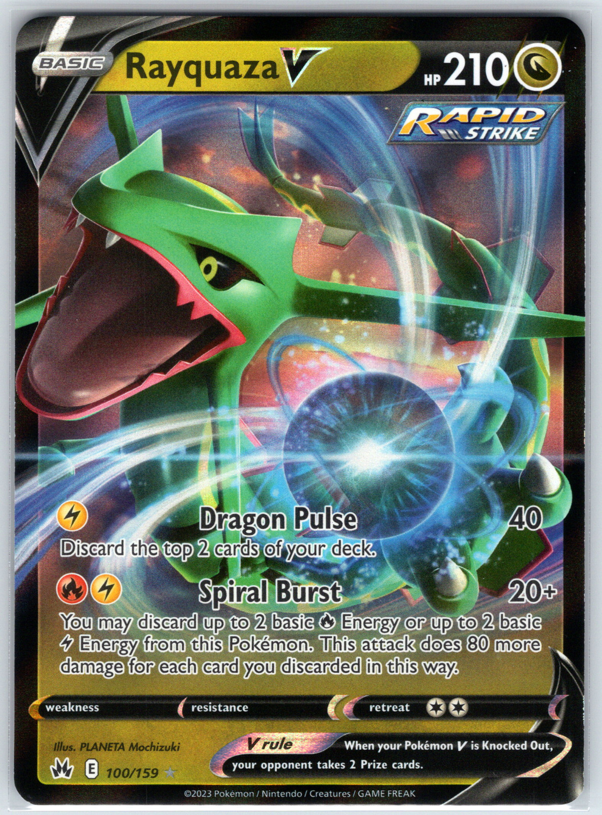Rayquaza V #100/159 - NM 2023 Pokemon Sword & Shield Crown Zenith Near Mint