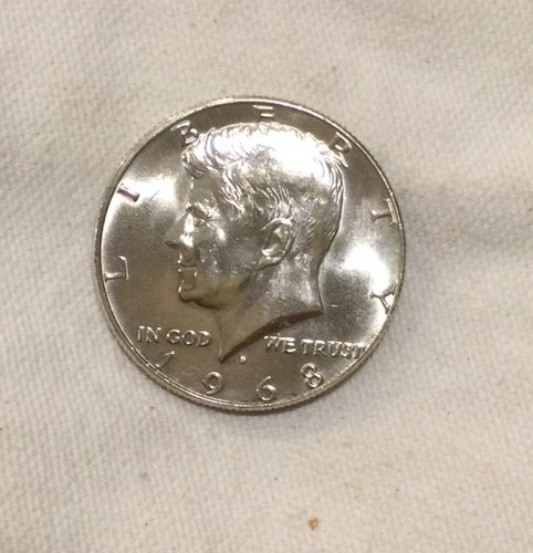 1968 D Kennedy Half Dollar - 40% Silver Coin - BU Condition