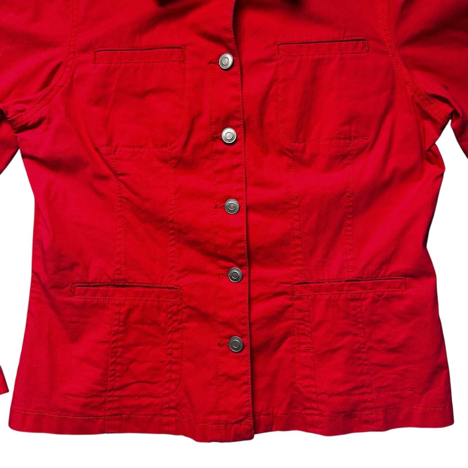 Baccini Red Button Front Twill Jacket Women’s M S… - image 4