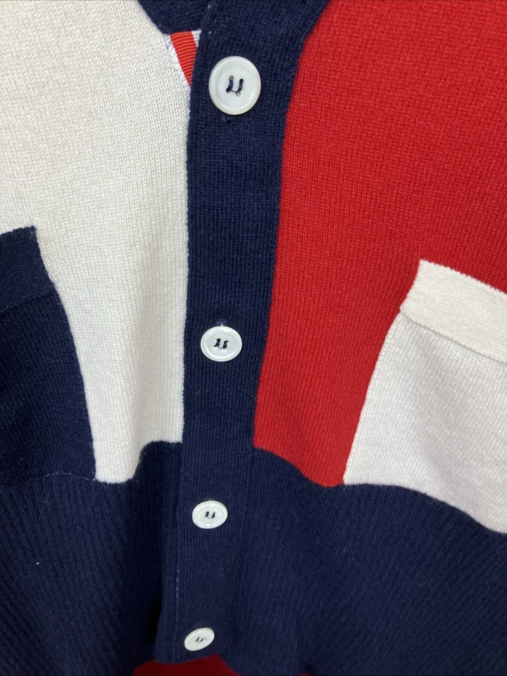 Sz 3 ICONIC Thom Browne Scotland Color Block Cardigan  Sweater Red Blue - Image 3 of 4