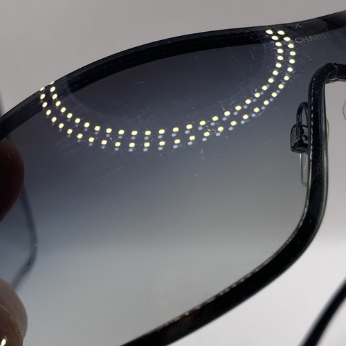 Chanel Rimless Shield Sunglasses ch4164B Swarovski Crystal Camellia w/Case READ* - Picture 6 of 10