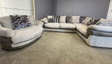 Beige Corded Corner sofa & matching Cuddle chair DELIVERY AVAILABLE!
