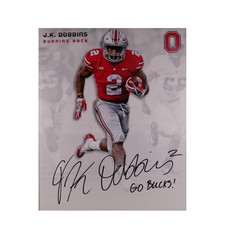 J.K. Dobbins Signed 20x24 Stretched Canvas Ohio State Autographed JSA COA 3