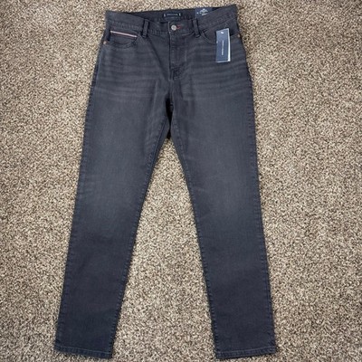 Tommy Hilfiger TH Flex Slim Fit Jeans Mens 34x32 Faded Black Stretch Denim