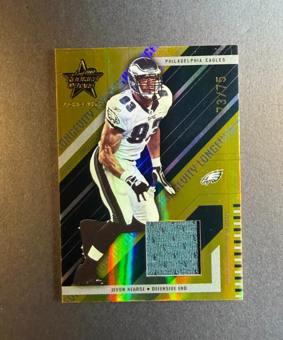 2004 Donruss Leaf Rookies & Stars JEVON KEARSE Longevity GOLD JERSEY CARD #/75